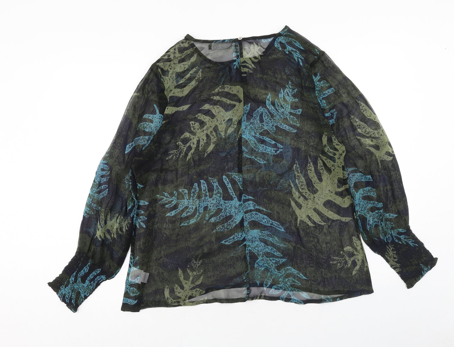 Adini Womens Multicoloured Geometric Viscose Basic Blouse Size M Scoop Neck - Leaf Print