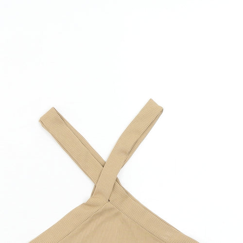 SheIn Womens Beige Polyester Cropped Tank Size M V-Neck
