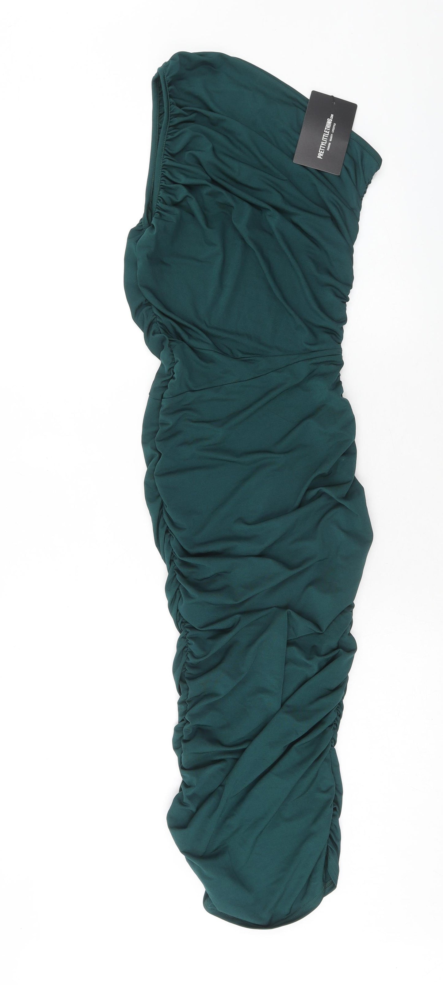 PRETTYLITTLETHING Womens Green Polyester Sheath Size 4 Square Neck Pullover