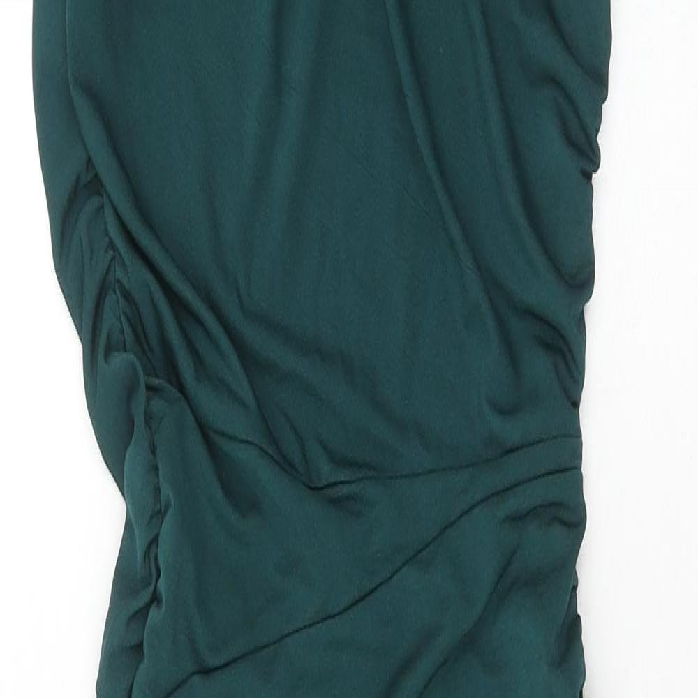 PRETTYLITTLETHING Womens Green Polyester Sheath Size 4 Square Neck Pullover