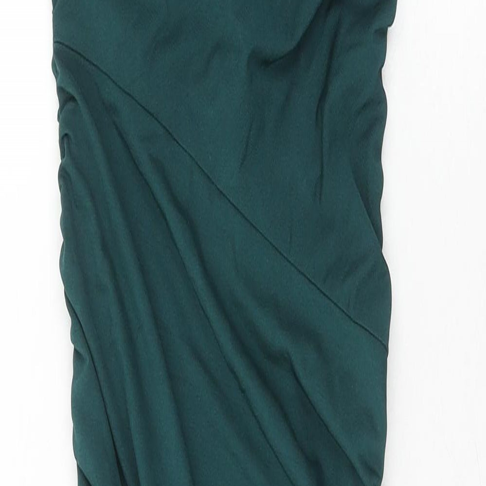 PRETTYLITTLETHING Womens Green Polyester Sheath Size 4 Square Neck Pullover
