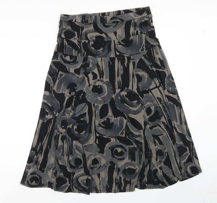 Preworn Womens Black Geometric Polyester Swing Skirt Size 34 in