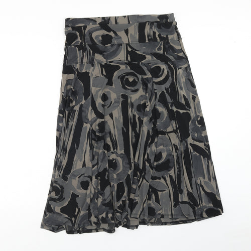 Preworn Womens Black Geometric Polyester Swing Skirt Size 34 in