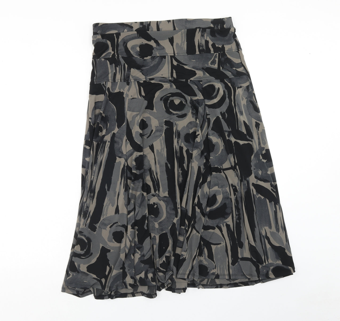Preworn Womens Black Geometric Polyester Swing Skirt Size 34 in