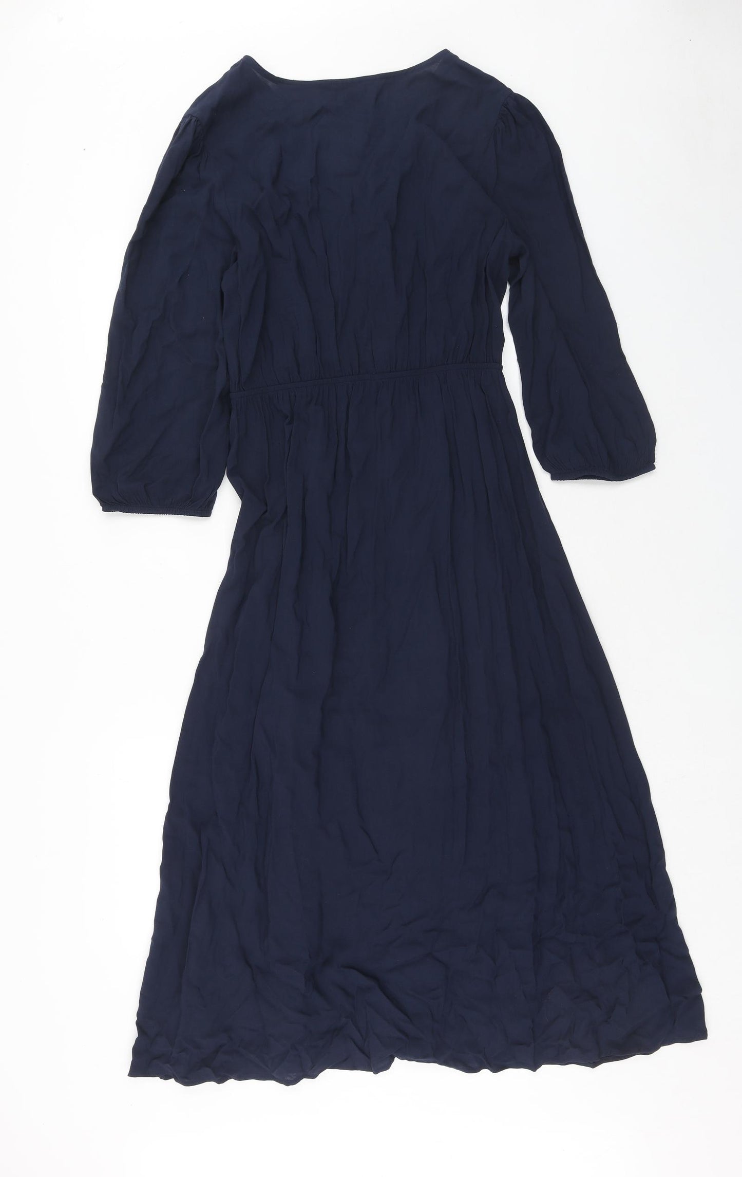 Marks and Spencer Womens Blue Viscose A-Line Size 12 V-Neck Pullover - Wrap Front