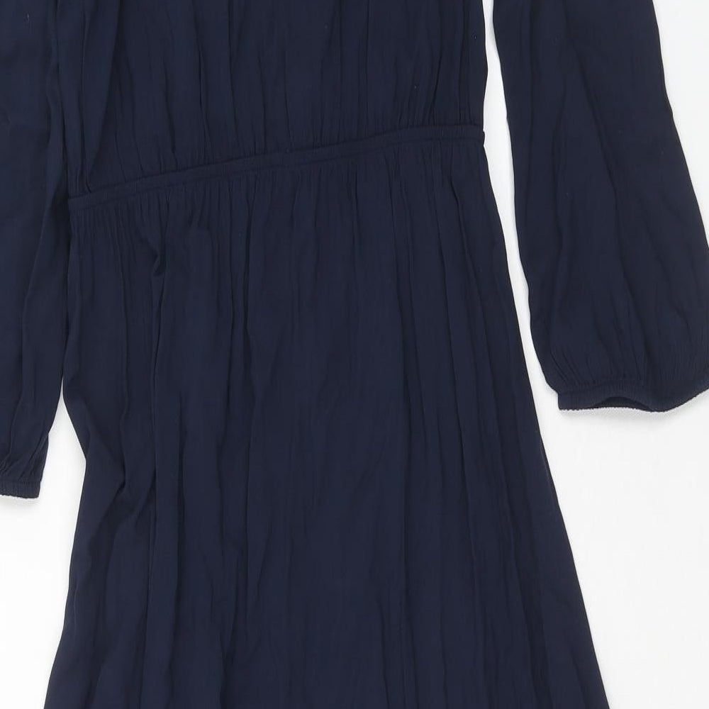 Marks and Spencer Womens Blue Viscose A-Line Size 12 V-Neck Pullover - Wrap Front