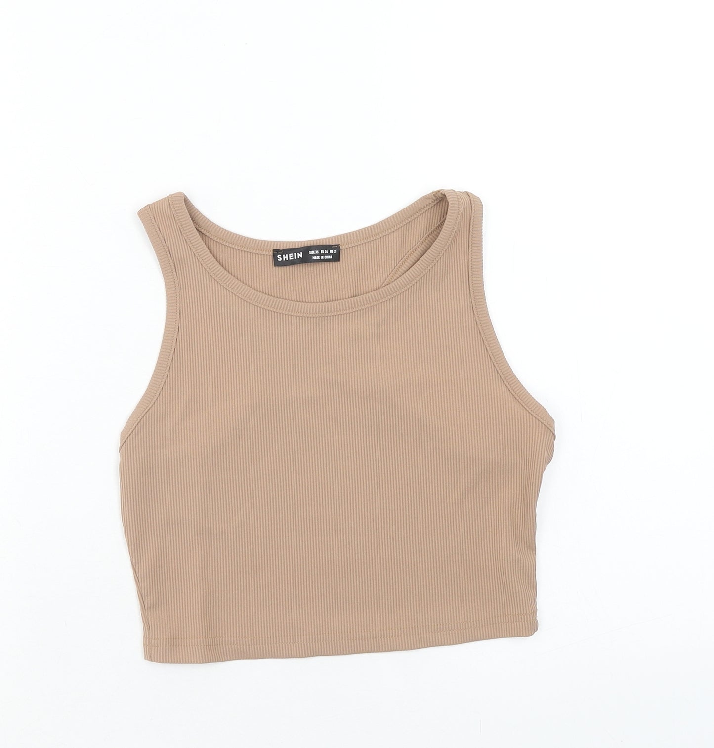 SheIn Womens Brown Polyester Cropped Tank Size XS Scoop Neck