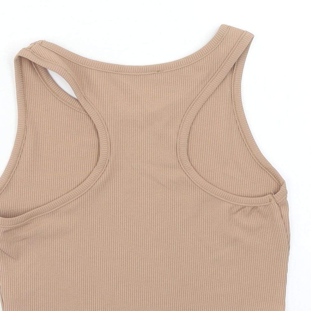 SheIn Womens Brown Polyester Cropped Tank Size XS Scoop Neck