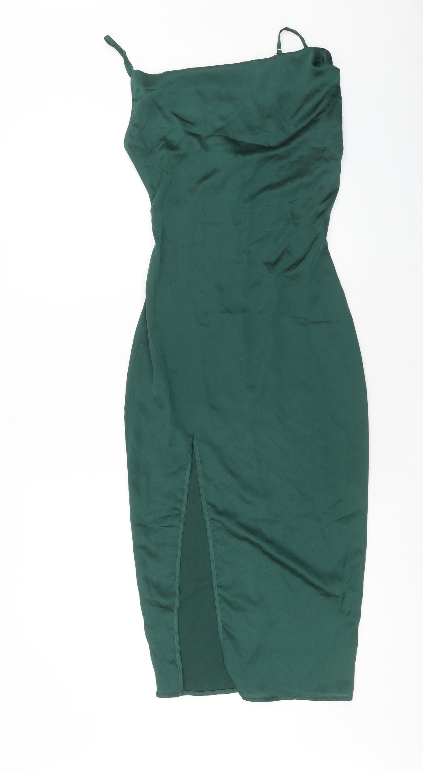 PRETTYLITTLETHING Womens Green Polyester Bodycon Size 4XL Cowl Neck Pullover