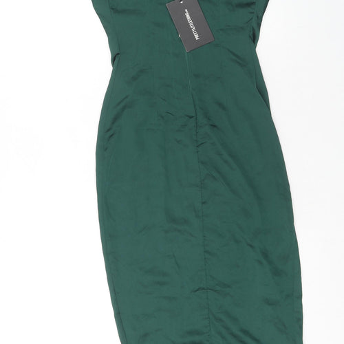 PRETTYLITTLETHING Womens Green Polyester Bodycon Size 4XL Cowl Neck Pullover