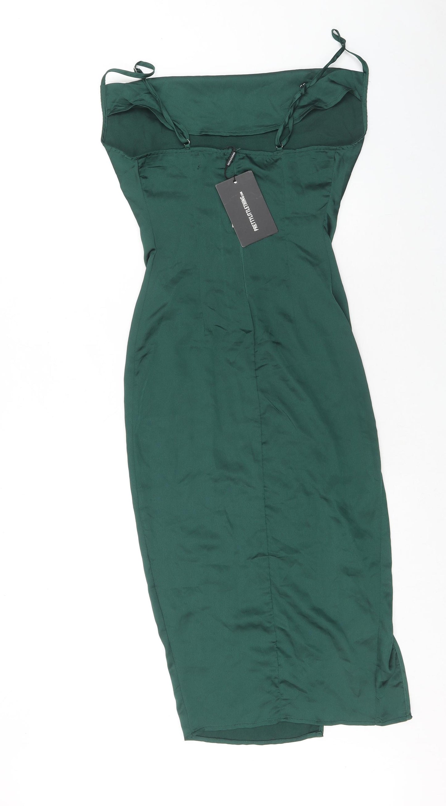PRETTYLITTLETHING Womens Green Polyester Bodycon Size 4XL Cowl Neck Pullover