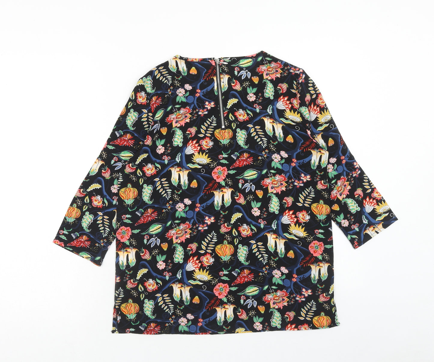 Only Womens Multicoloured Floral Polyester Basic T-Shirt Size 6 Round Neck