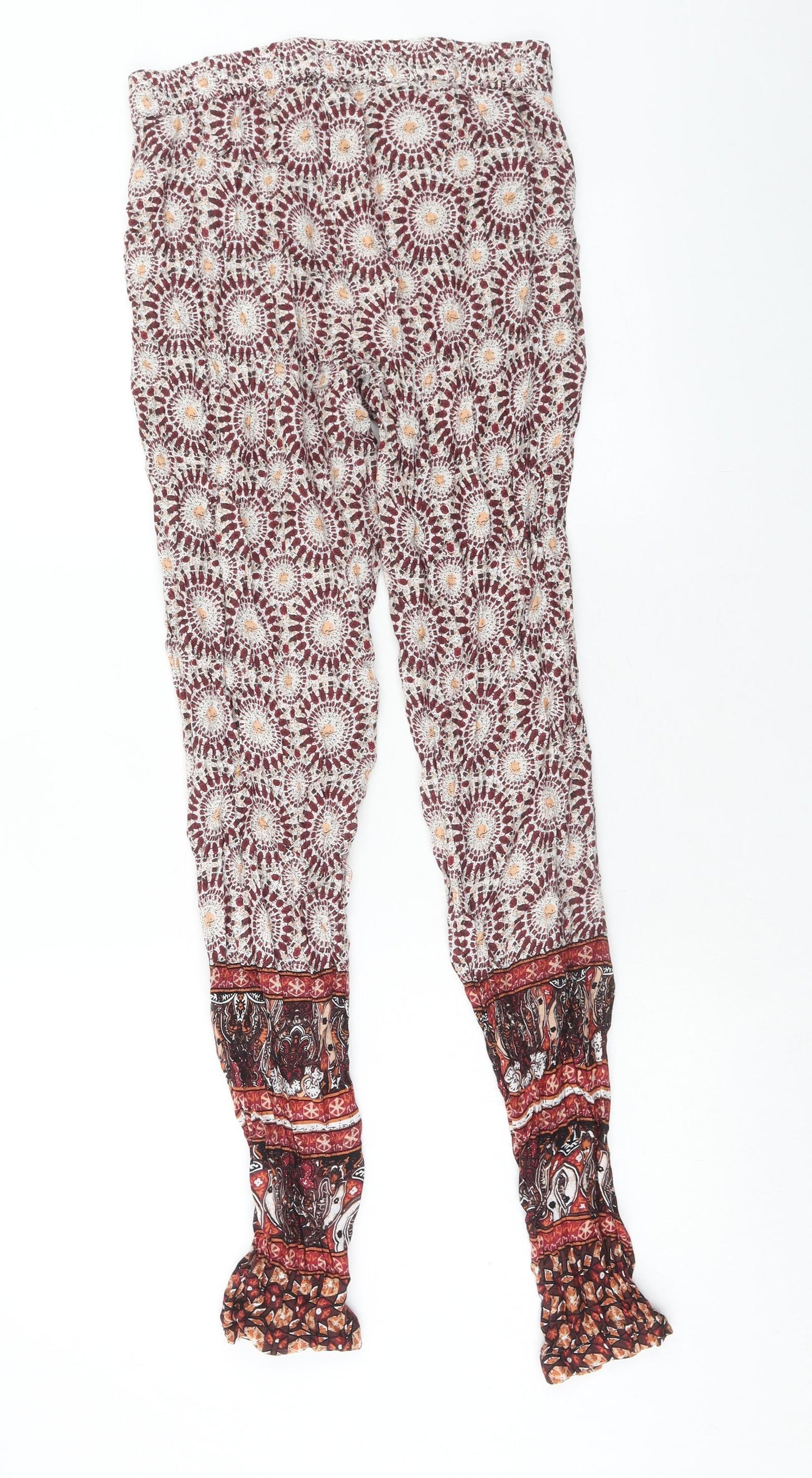 Atmosphere Womens Red Geometric Viscose Harem Trousers Size 10 Regular Drawstring