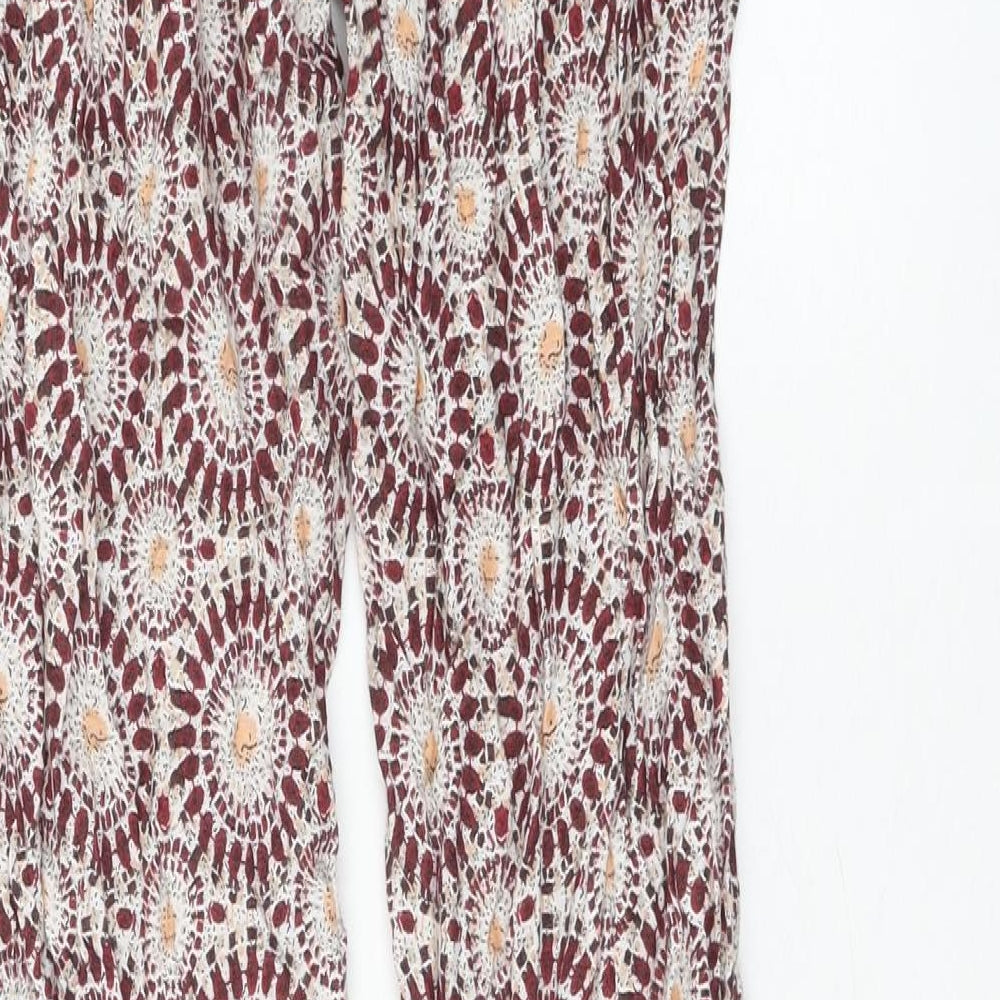 Atmosphere Womens Red Geometric Viscose Harem Trousers Size 10 Regular Drawstring