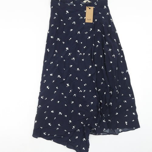 Hush Womens Blue Geometric Viscose A-Line Skirt Size 6 Zip - Heart Print