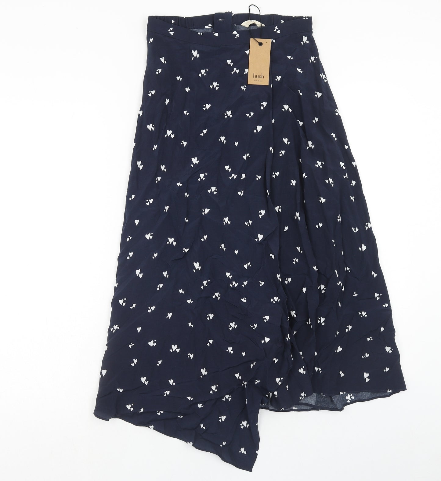 Hush Womens Blue Geometric Viscose A-Line Skirt Size 6 Zip - Heart Print