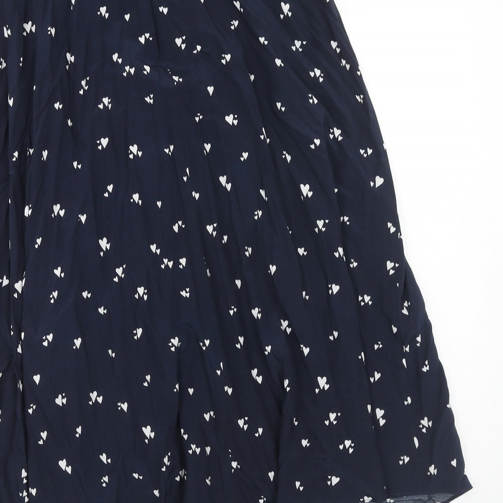 Hush Womens Blue Geometric Viscose A-Line Skirt Size 6 Zip - Heart Print