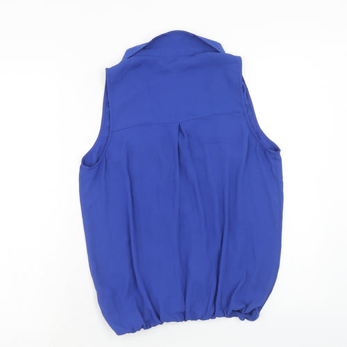 FOREVER 21 Womens Blue Polyester Basic Tank Size M Collared - Knot Front