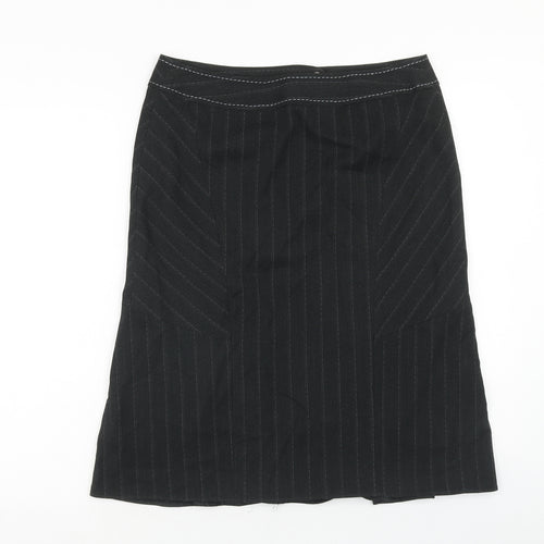 Oli Womens Black Striped Polyester A-Line Skirt Size 12 Zip