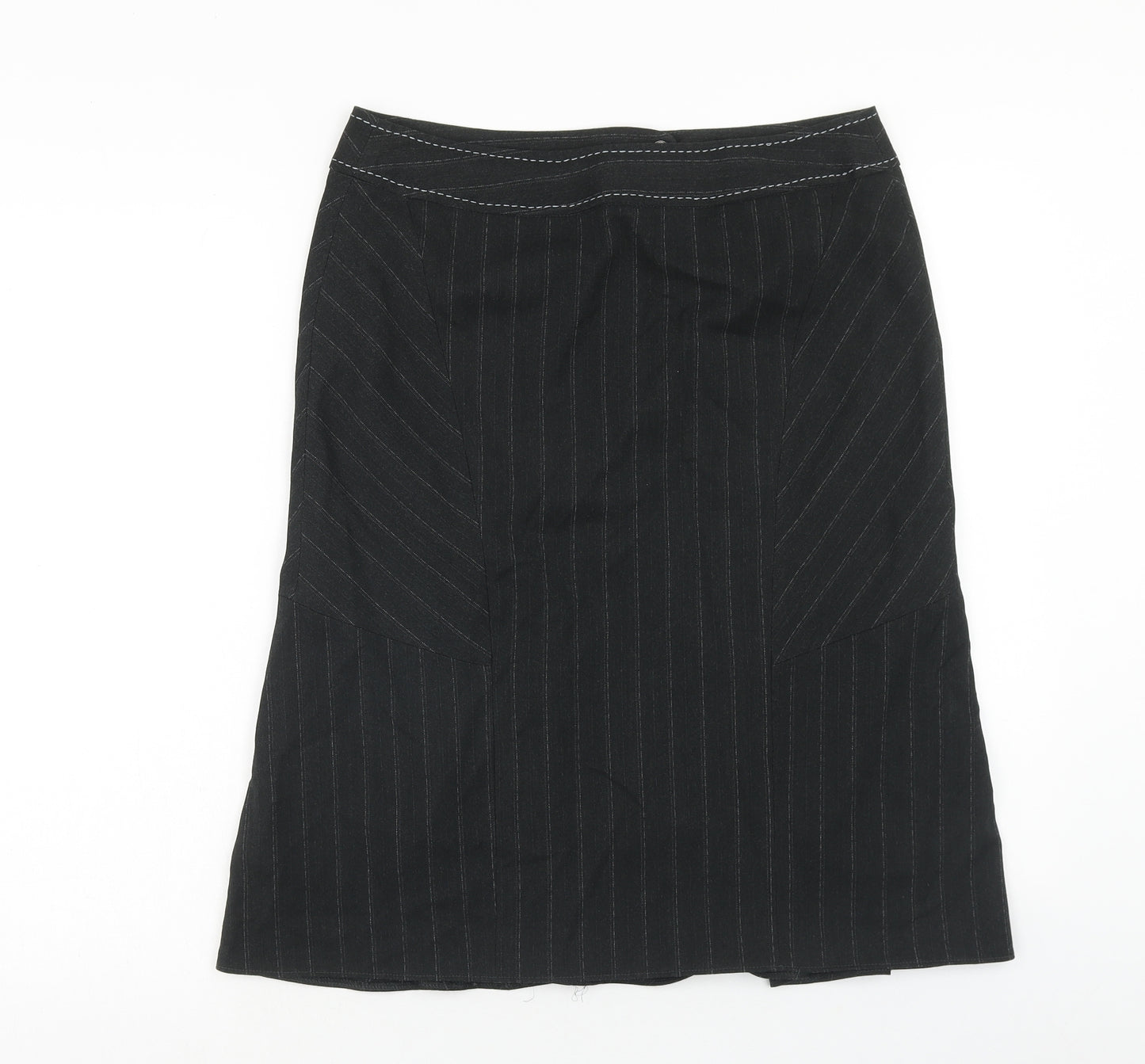 Oli Womens Black Striped Polyester A-Line Skirt Size 12 Zip