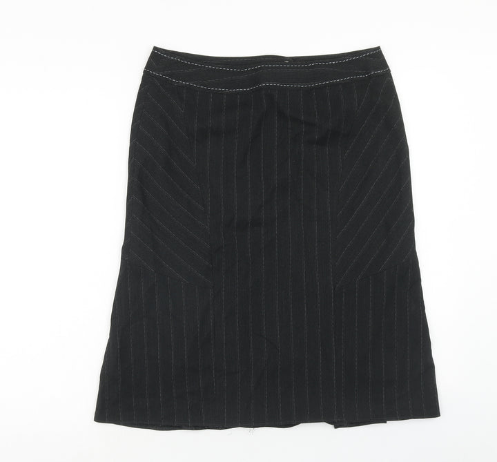 Oli Womens Black Striped Polyester A-Line Skirt Size 12 Zip