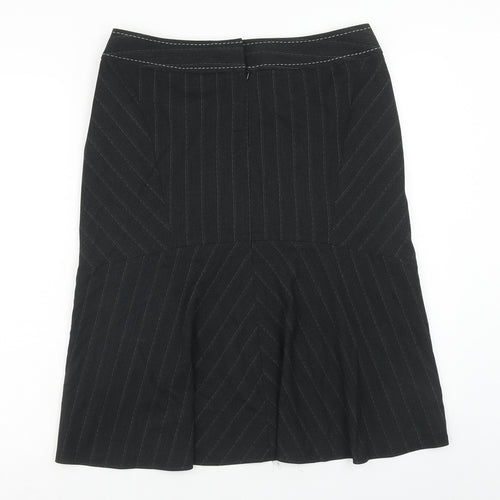 Oli Womens Black Striped Polyester A-Line Skirt Size 12 Zip