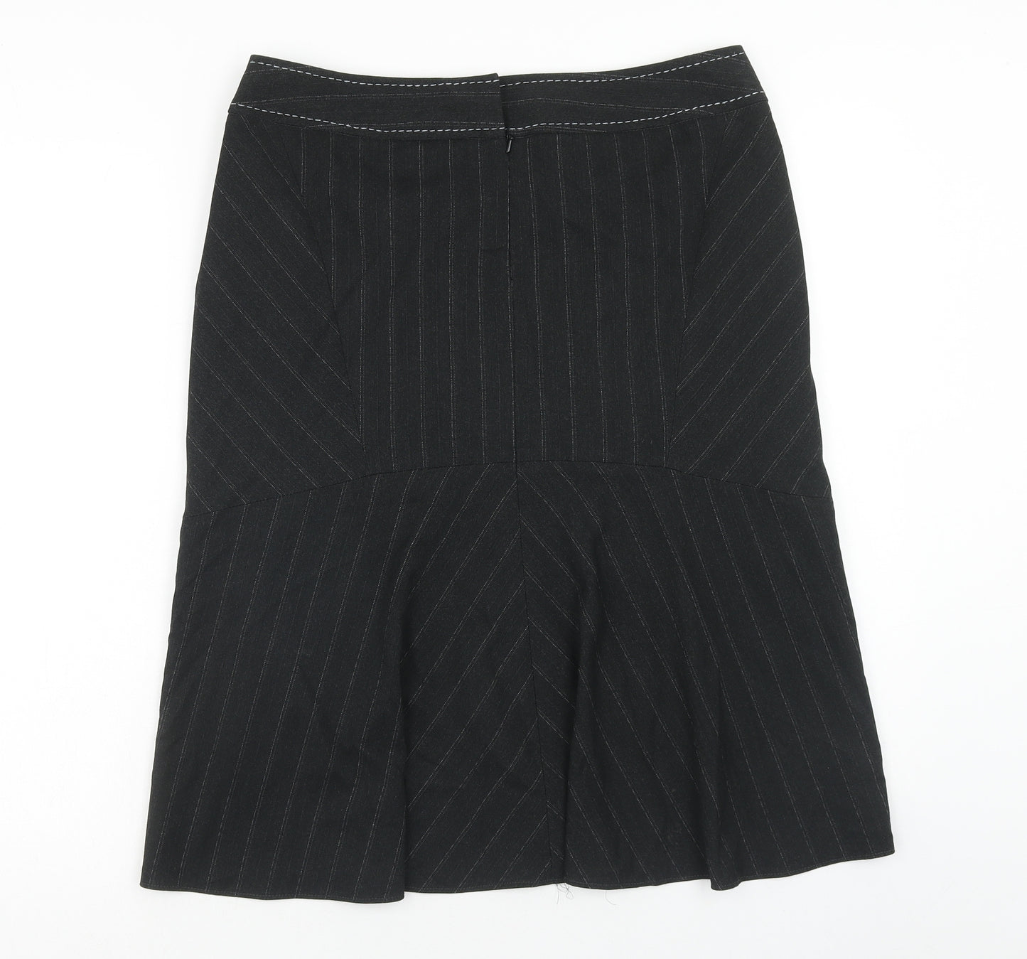 Oli Womens Black Striped Polyester A-Line Skirt Size 12 Zip
