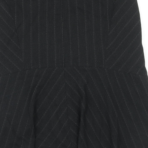 Oli Womens Black Striped Polyester A-Line Skirt Size 12 Zip