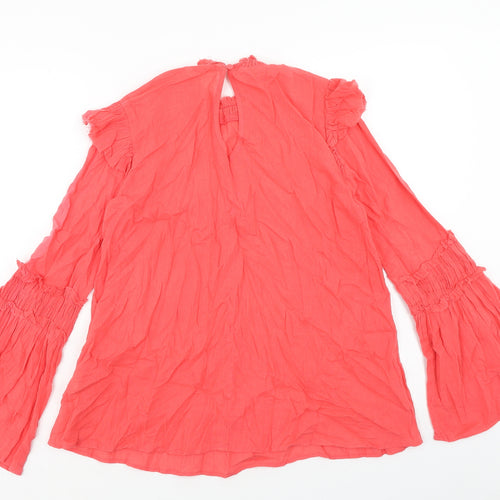 River Island Womens Pink Cotton Basic Blouse Size 8 Round Neck