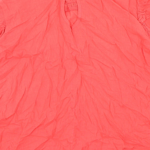 River Island Womens Pink Cotton Basic Blouse Size 8 Round Neck