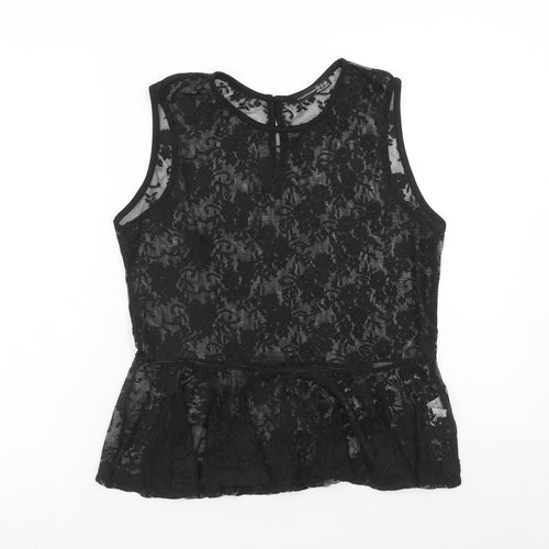 Atmosphere Womens Black Polyester Basic Tank Size 14 Boat Neck