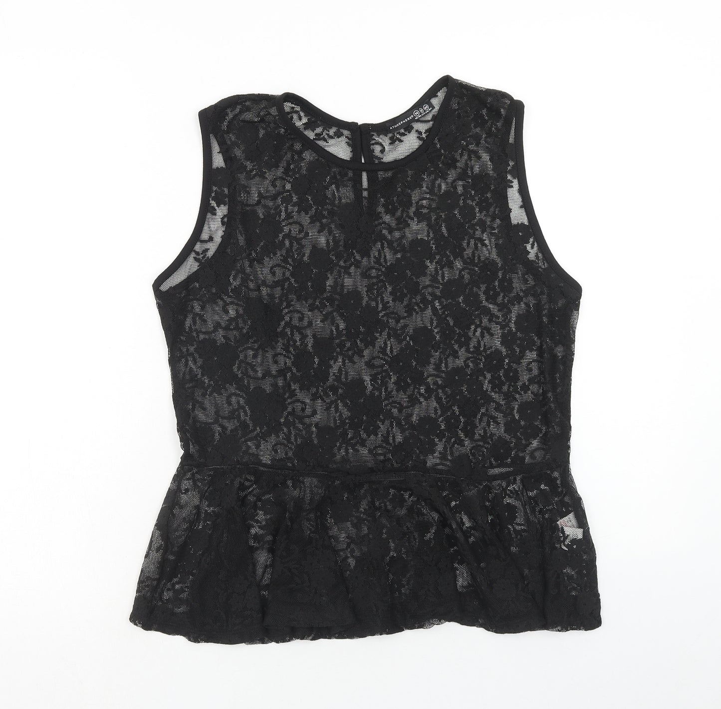 Atmosphere Womens Black Polyester Basic Tank Size 14 Boat Neck