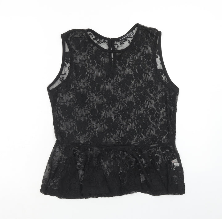 Atmosphere Womens Black Polyester Basic Tank Size 14 Boat Neck