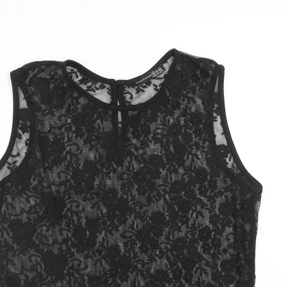 Atmosphere Womens Black Polyester Basic Tank Size 14 Boat Neck