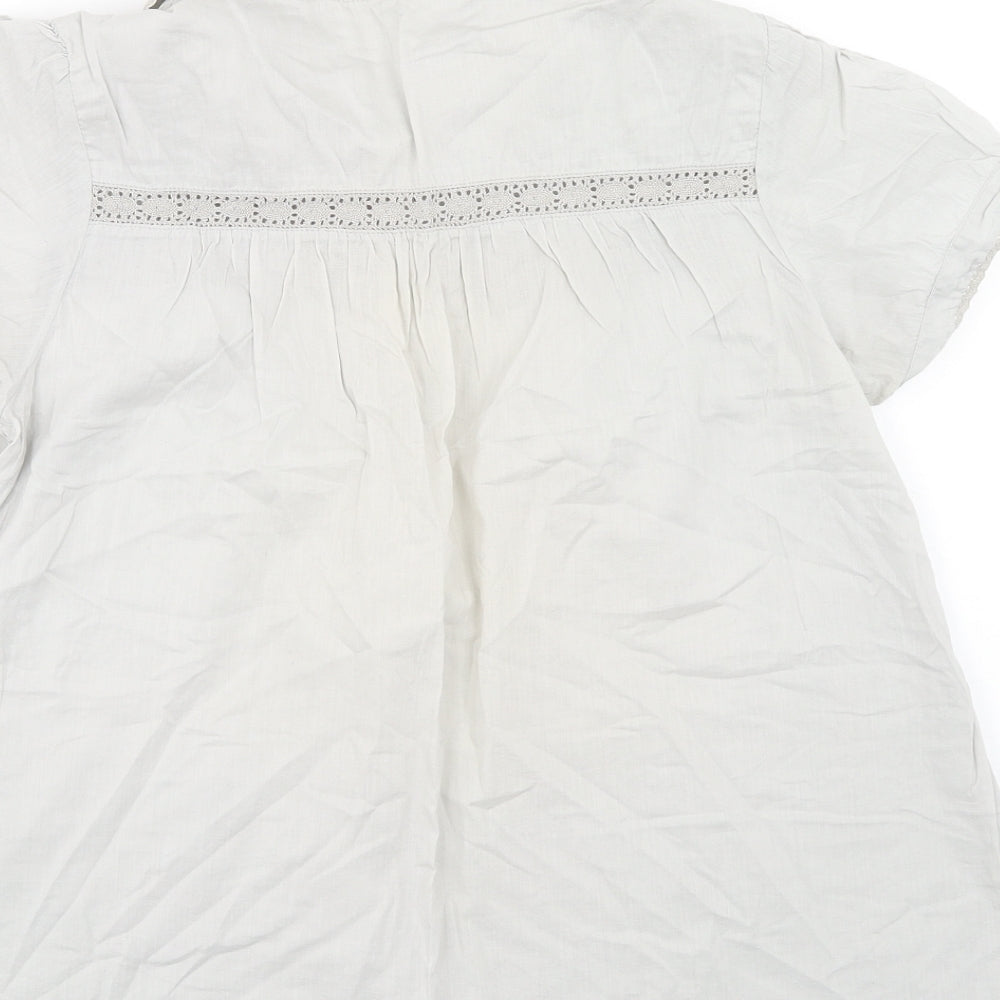 Denim & Co. Womens Grey Cotton Basic Polo Size 14 Collared - Lace Detail