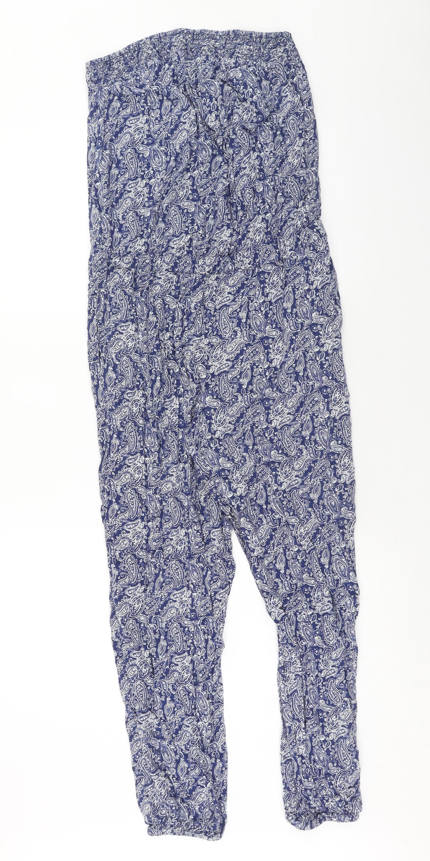 Superdry Womens Blue Paisley Viscose Jumpsuit One-Piece Size M Pullover