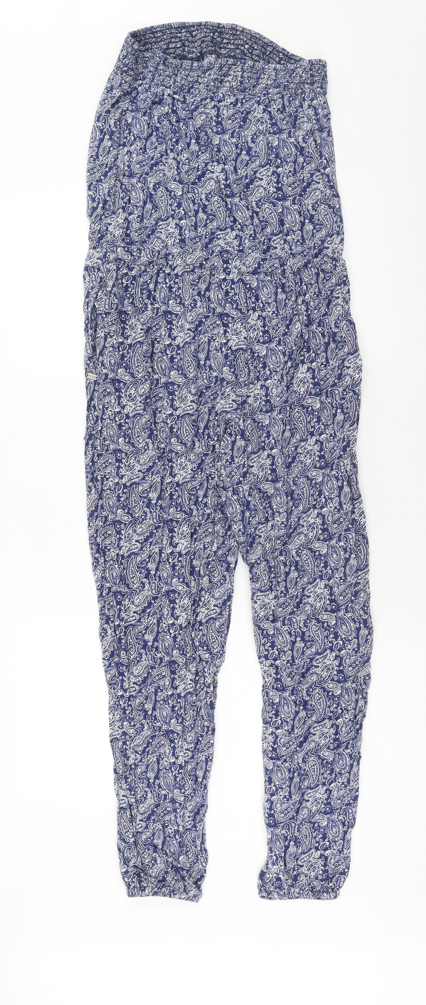 Superdry Womens Blue Paisley Viscose Jumpsuit One-Piece Size M Pullover