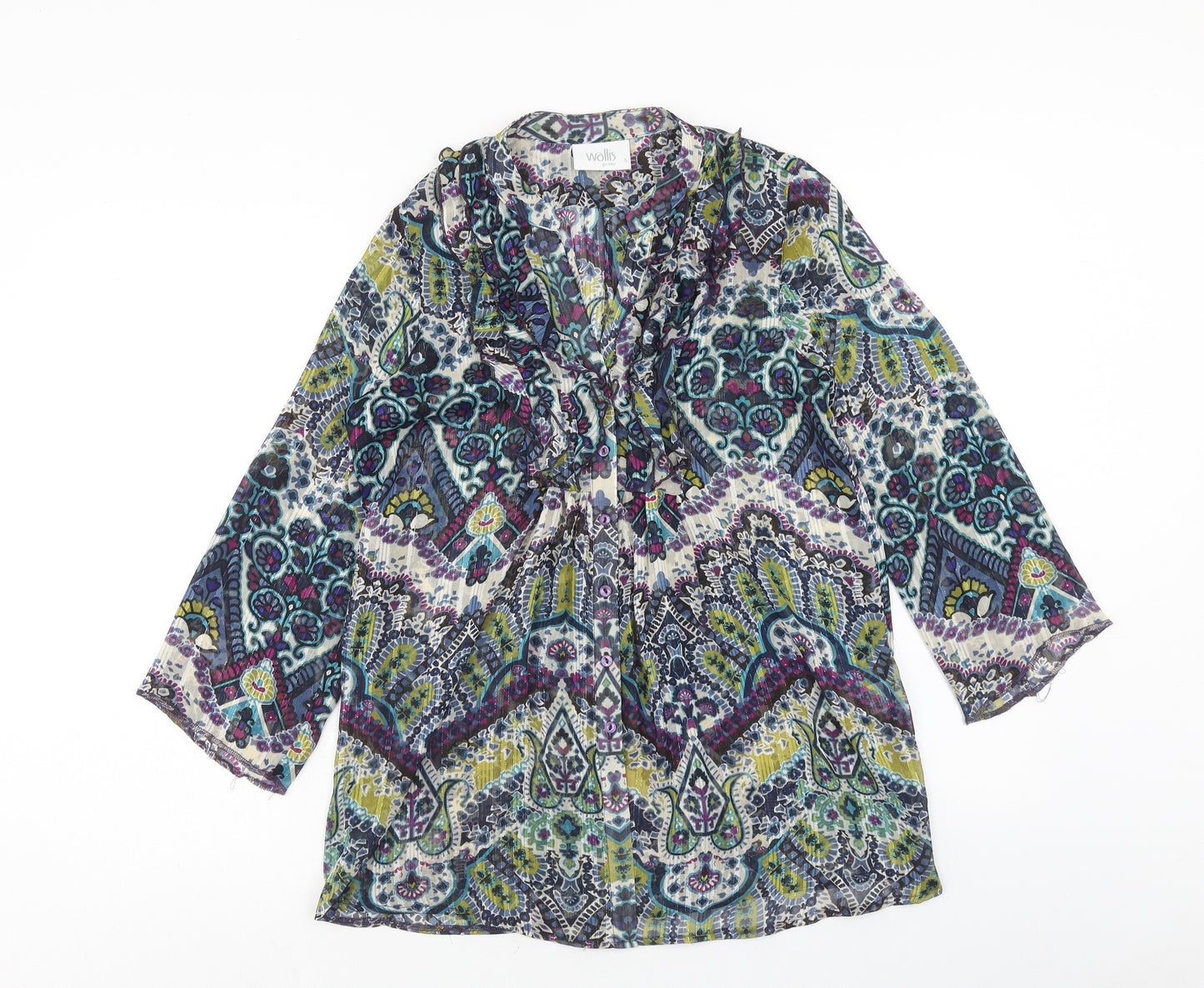 Wallis Womens Multicoloured Geometric Polyester Basic Blouse Size S V-Neck