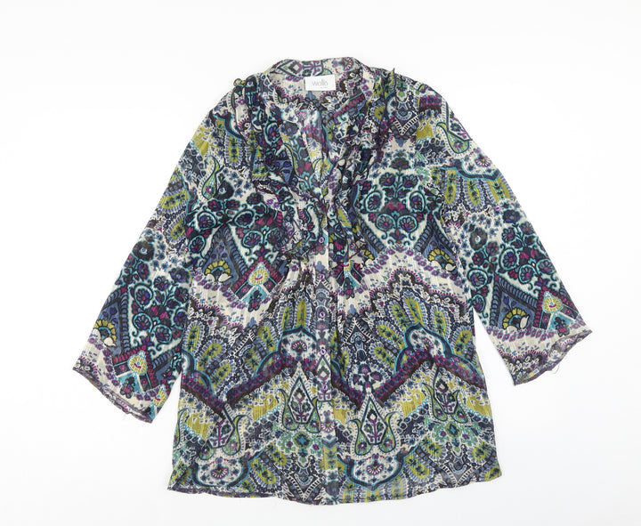 Wallis Womens Multicoloured Geometric Polyester Basic Blouse Size S V-Neck