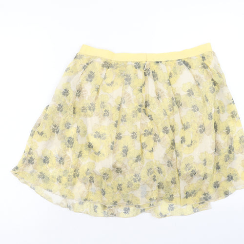 Topman Womens Yellow Geometric Polyester Flare Skirt Size 12 Zip