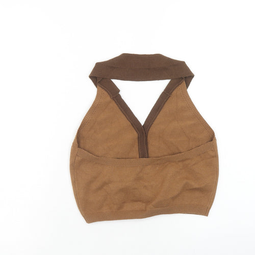 ROMWE Womens Brown Viscose Cropped Tank Size M Halter