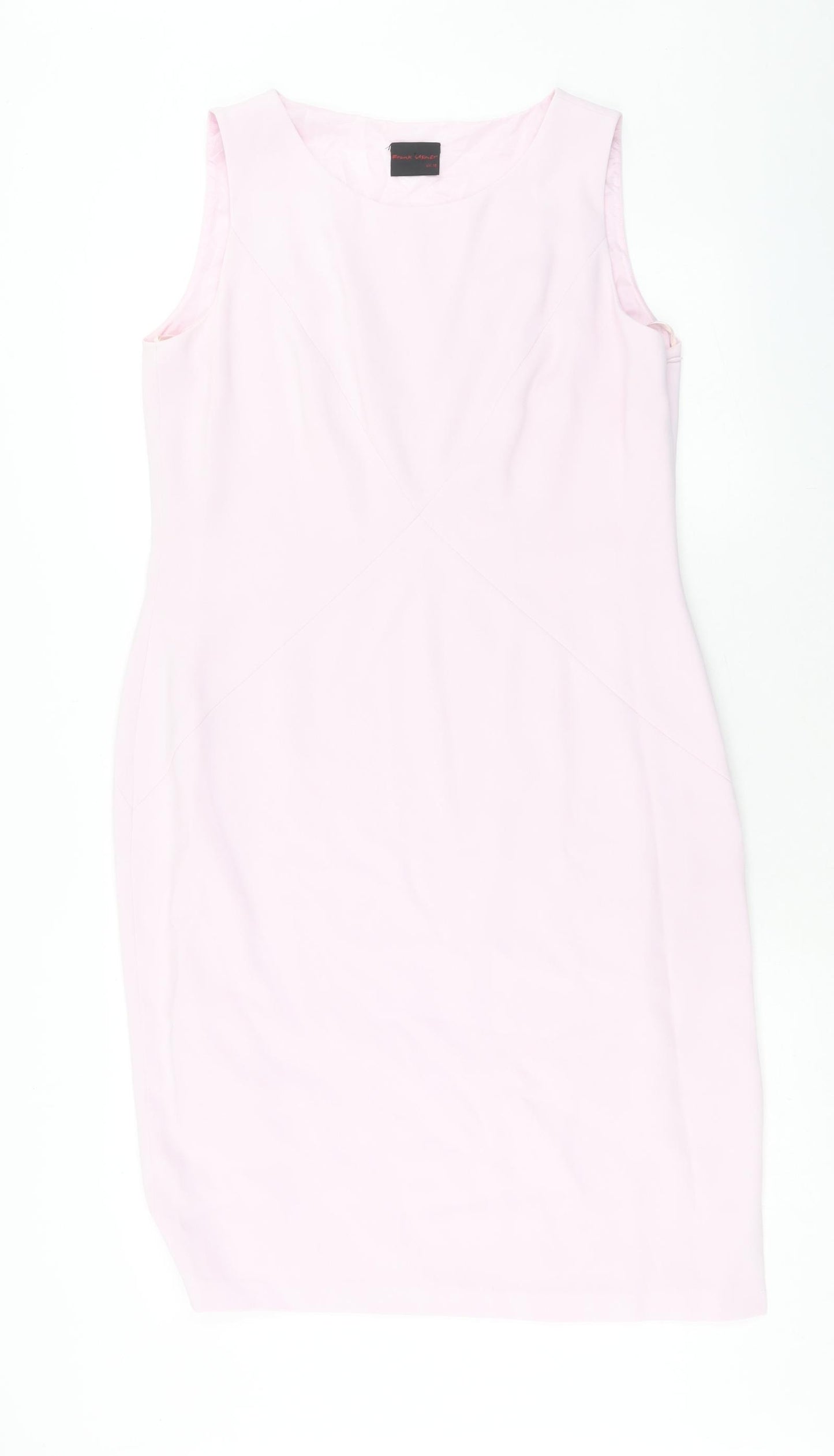 Frank Usher Womens Pink Polyester Shift Size 18 Boat Neck Pullover
