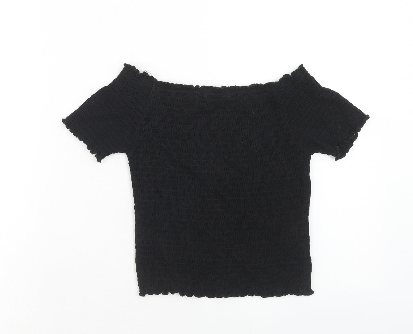 Primark Girls Black Cotton Basic T-Shirt Size 12-13 Years Boat Neck Pullover