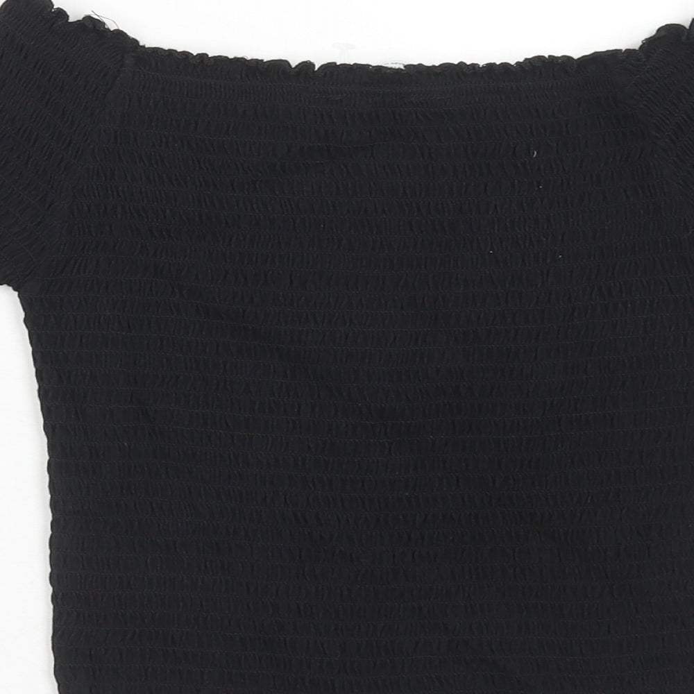 Primark Girls Black Cotton Basic T-Shirt Size 12-13 Years Boat Neck Pullover