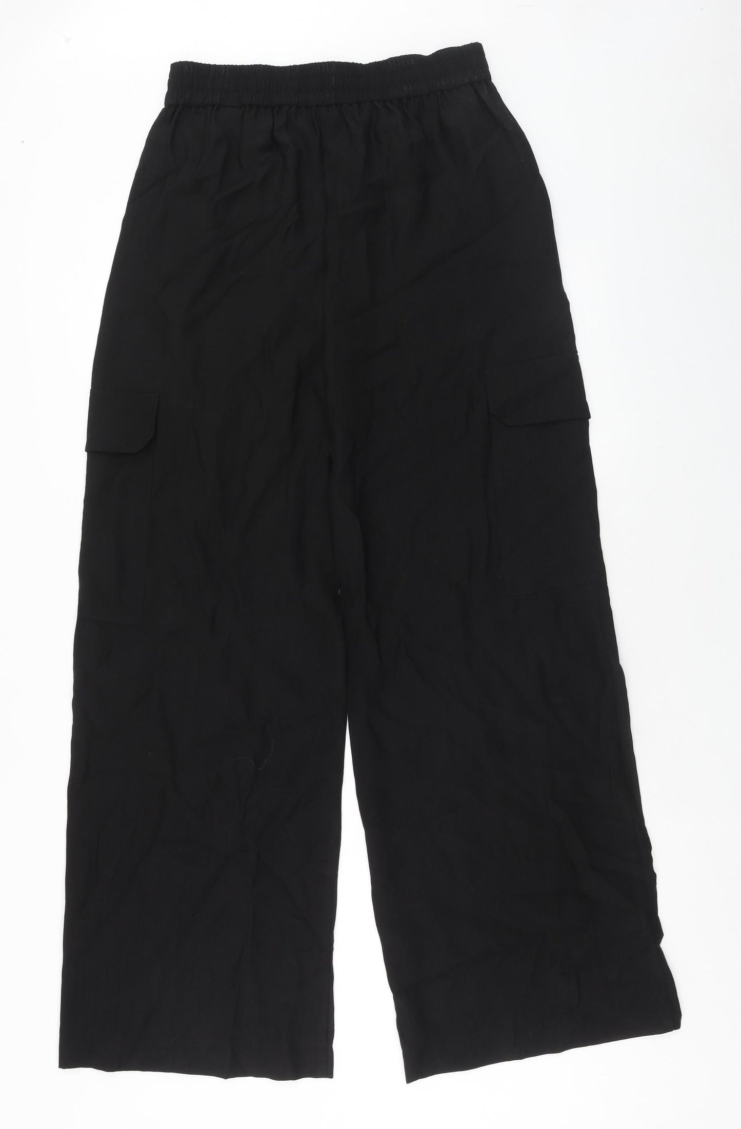 Marks and Spencer Womens Black Lyocell Cargo Trousers Size 10 Regular