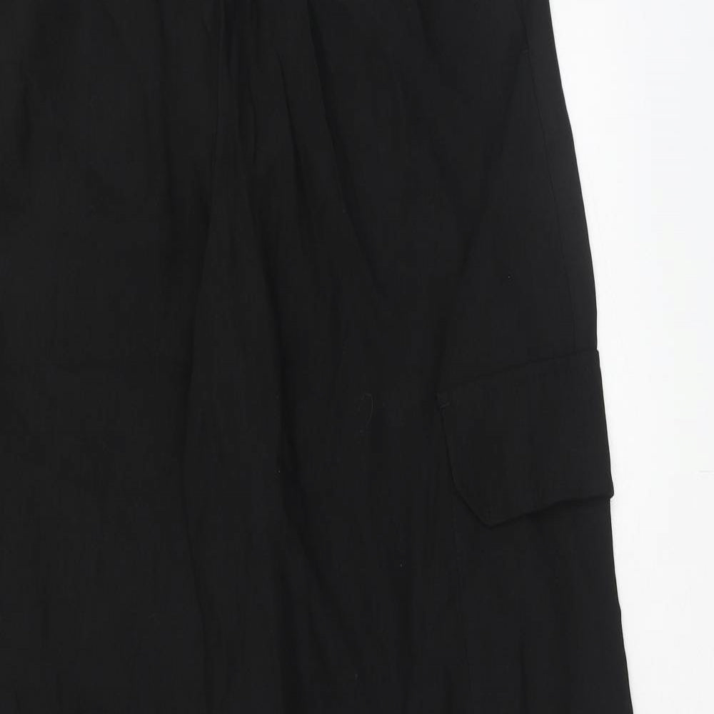 Marks and Spencer Womens Black Lyocell Cargo Trousers Size 10 Regular