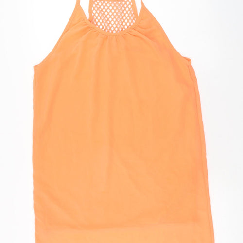 Preworn Womens Orange Polyester Basic Tank Size 2XL Round Neck