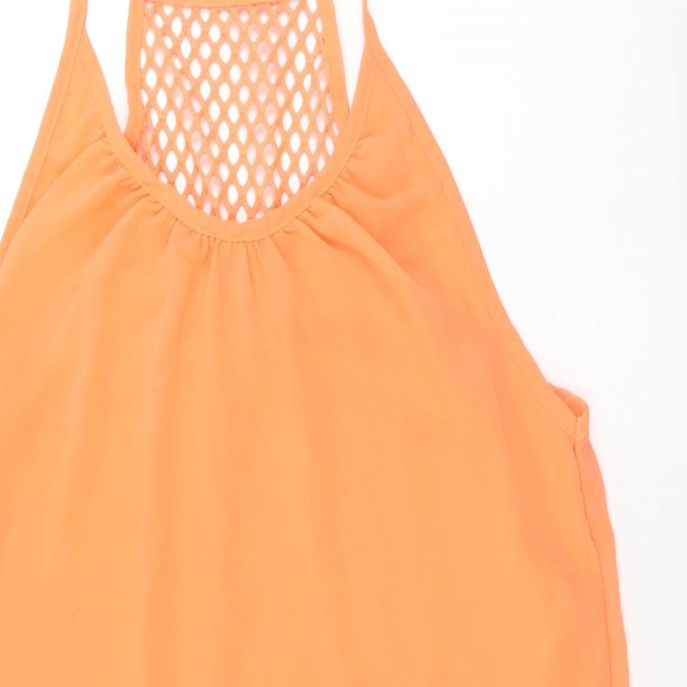 Preworn Womens Orange Polyester Basic Tank Size 2XL Round Neck