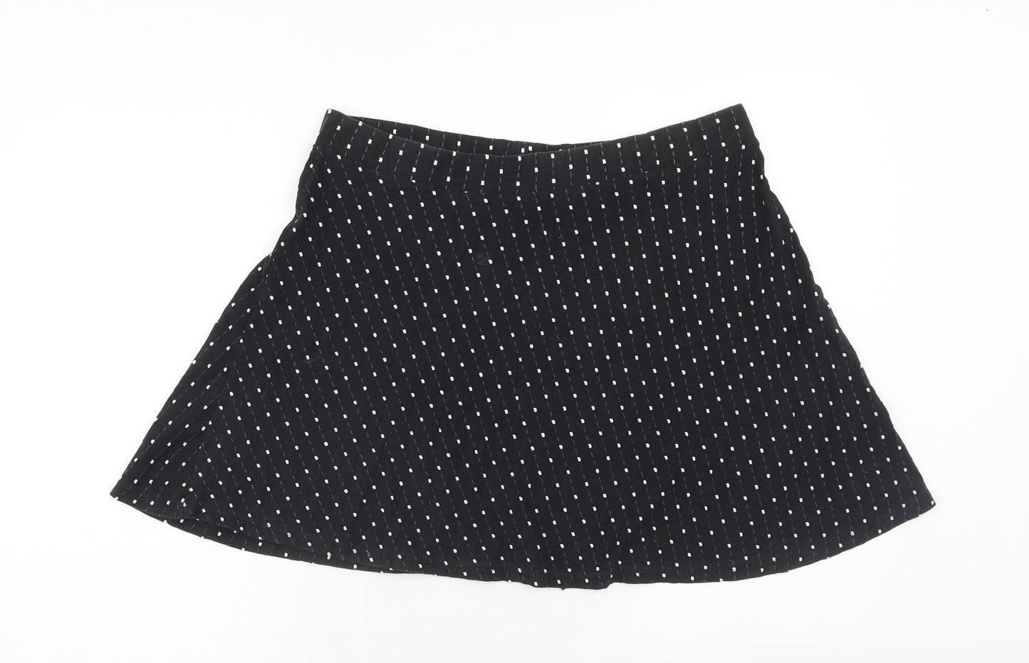 George Womens Black Polka Dot Cotton Mini Skirt Size 14