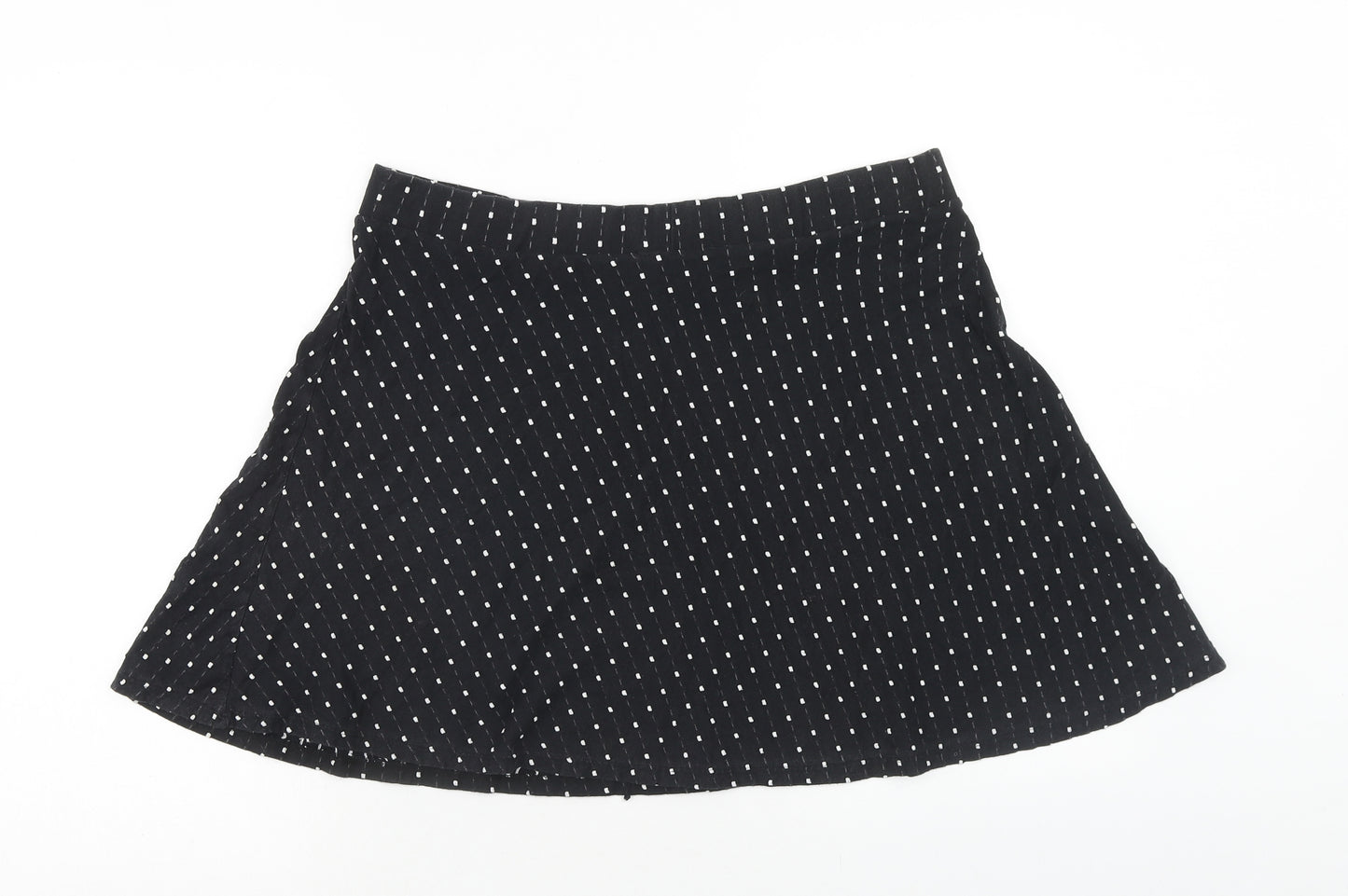 George Womens Black Polka Dot Cotton Mini Skirt Size 14